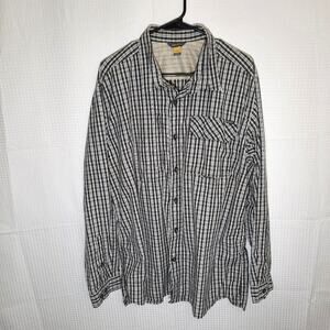 Eddie Bauer Travex XL Black Plaid Button Shirt Flap Pocket Tech Outdoor Casual